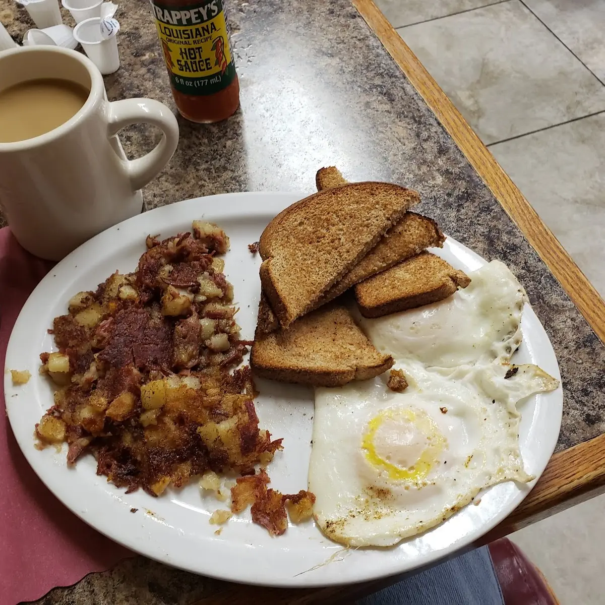 Corned Beef Hash and Eggs over Easy