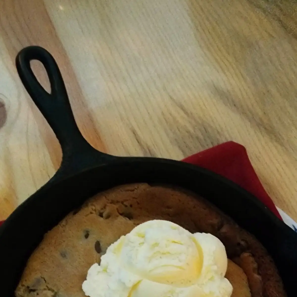 Chocolate Chip Cookie in Hot Skillet w Ice Cream