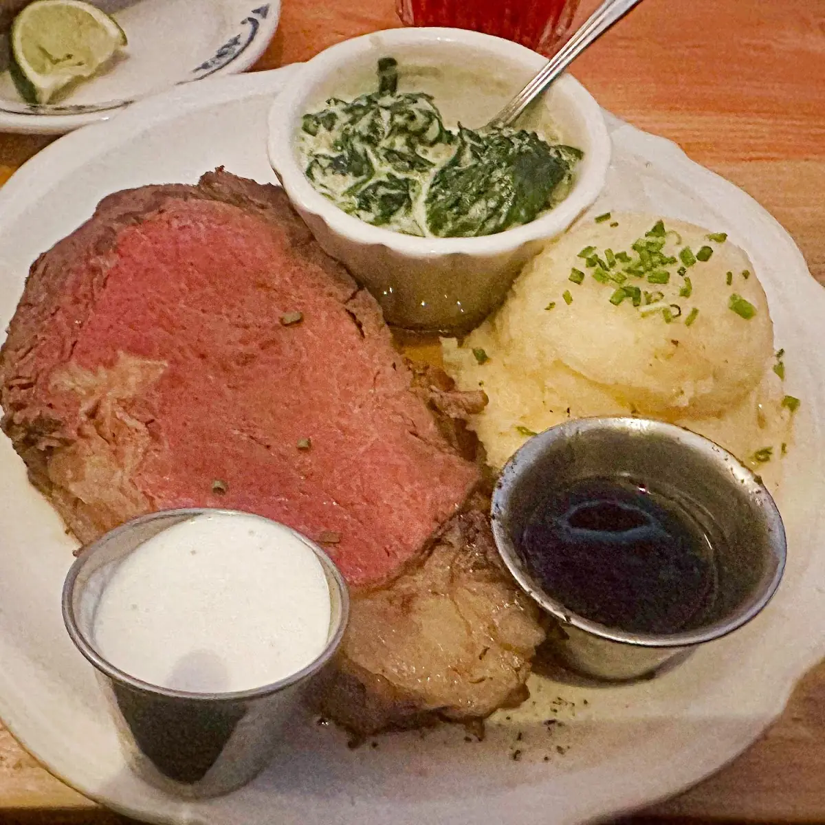 Prime Rib Mashed Potatoes and Creamed Spinach