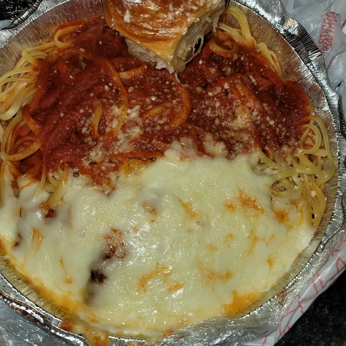 Eggplant Parmigiana with Garlic Roll