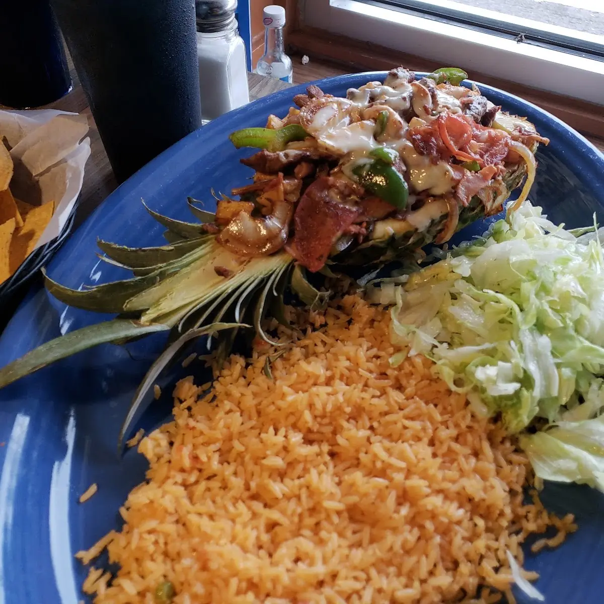 One Chile Relleno One Taco Rice and Beans