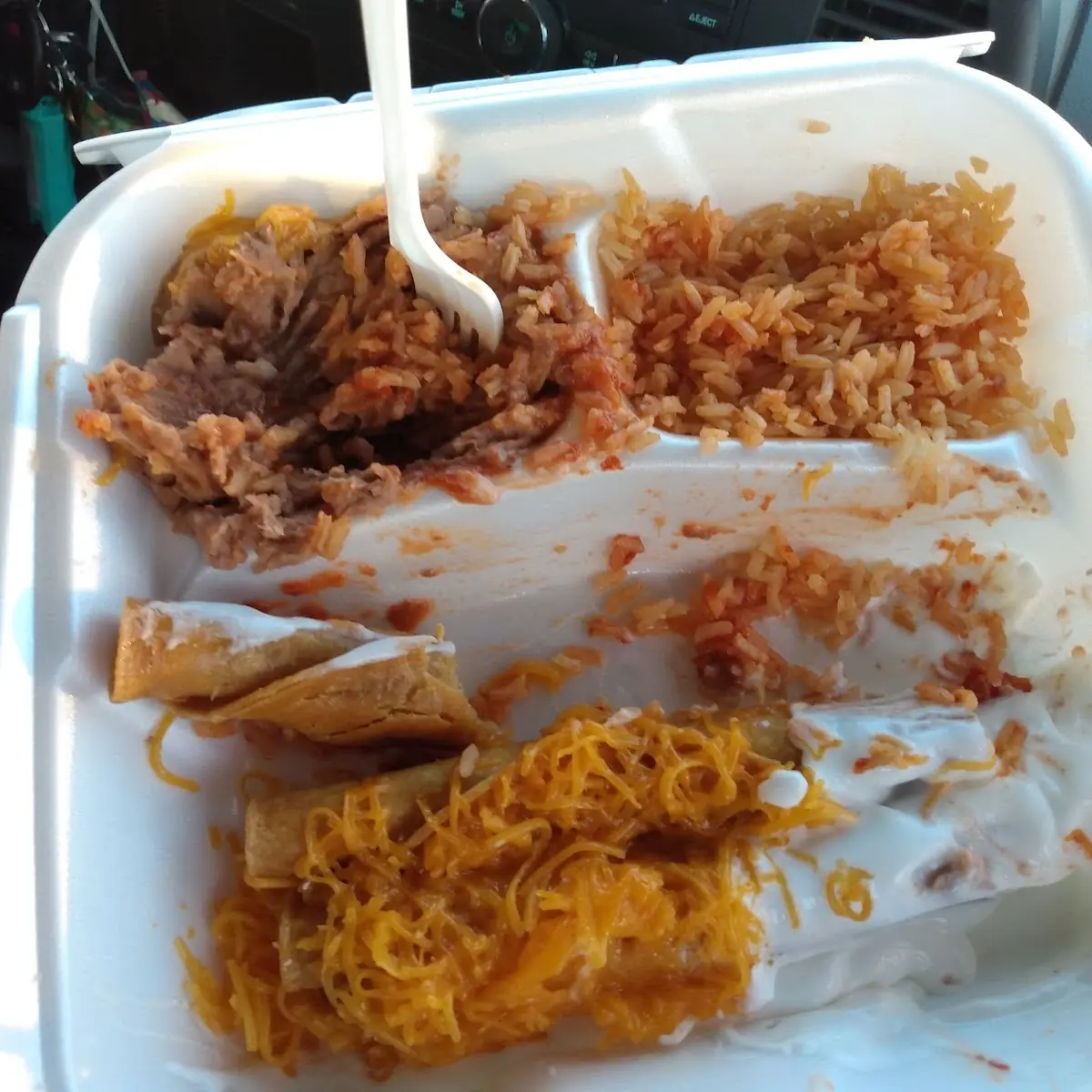 3 Rolled Tacos Plate with Beans and Rice