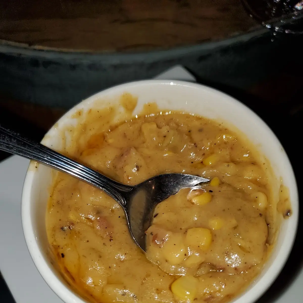 Andoullie and Corn Chowder