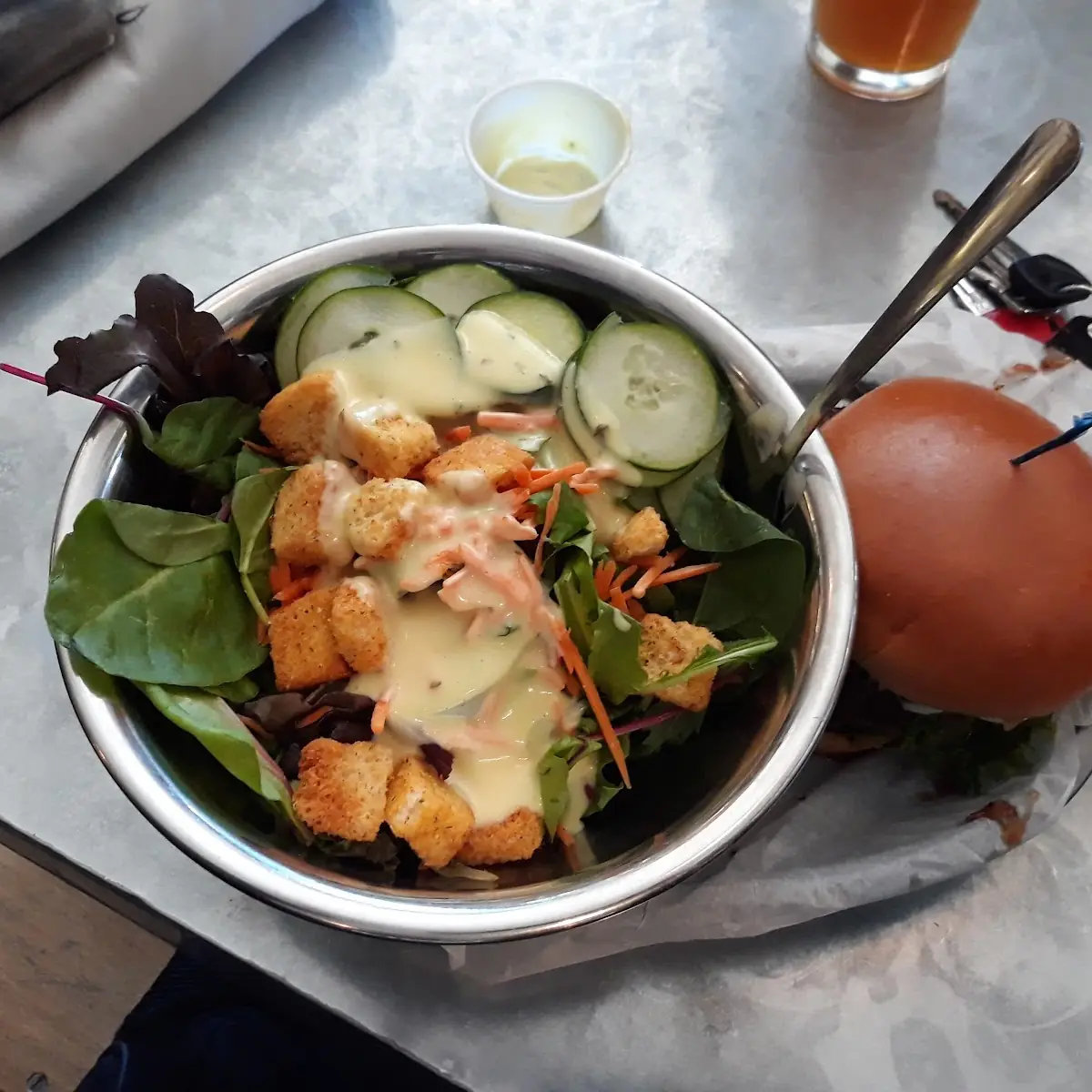 Hamburger and Side Salad