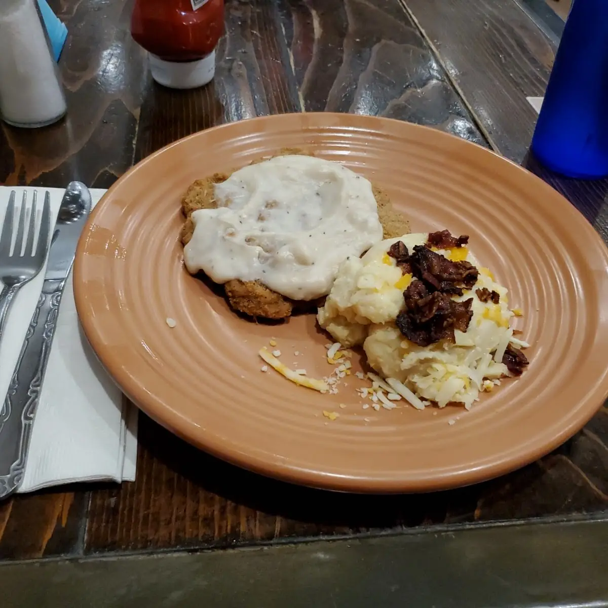 Chicken Fried Steak Sandwich with Loaded Mashed Potatoes