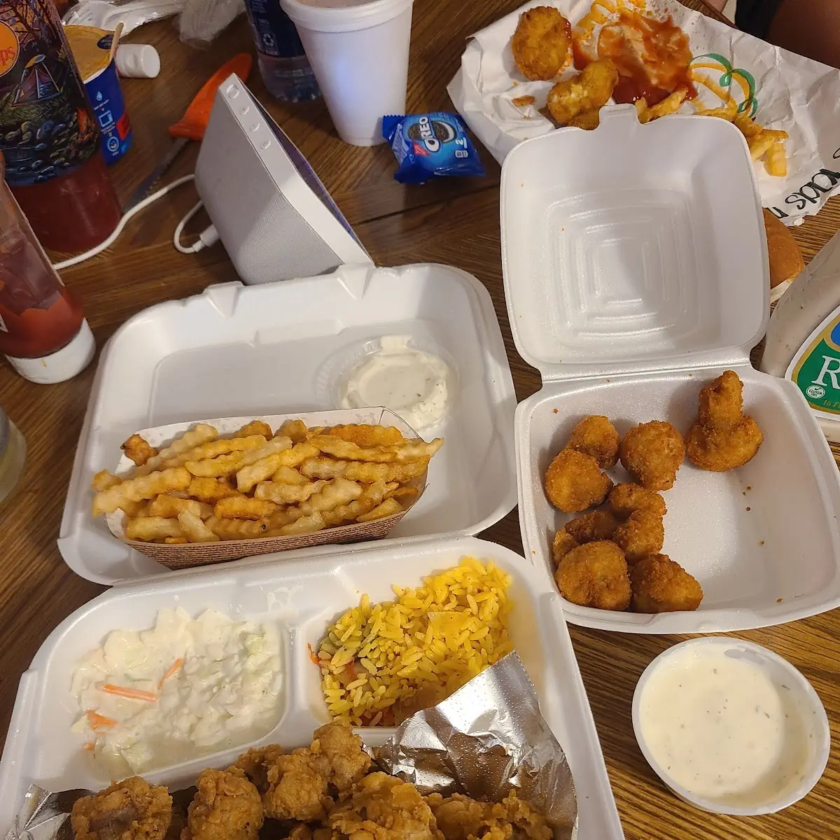 Chicken Gizzards and Fried Mushrooms