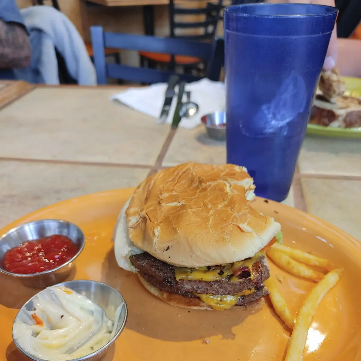 Double Bacon Burger and Fries