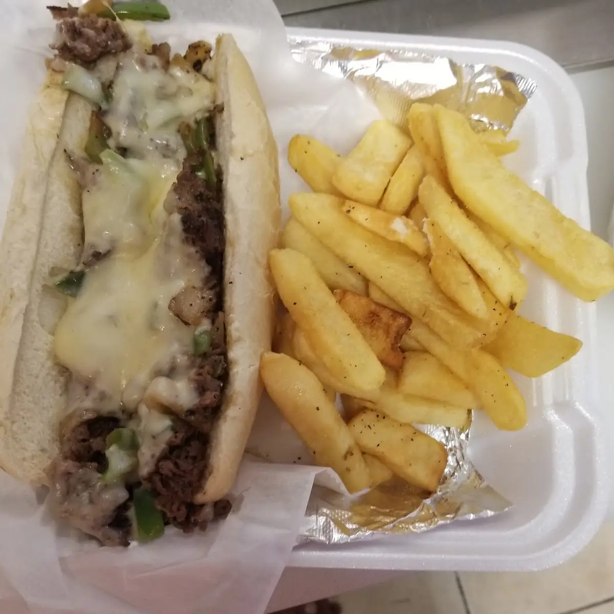 Cheese Steak and Cheese Fried on the Side