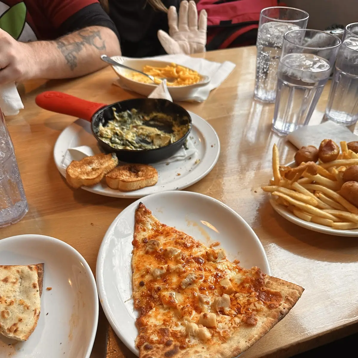Buffalo Chicken Pizza Spinach Artichoke Dip Corn Dog