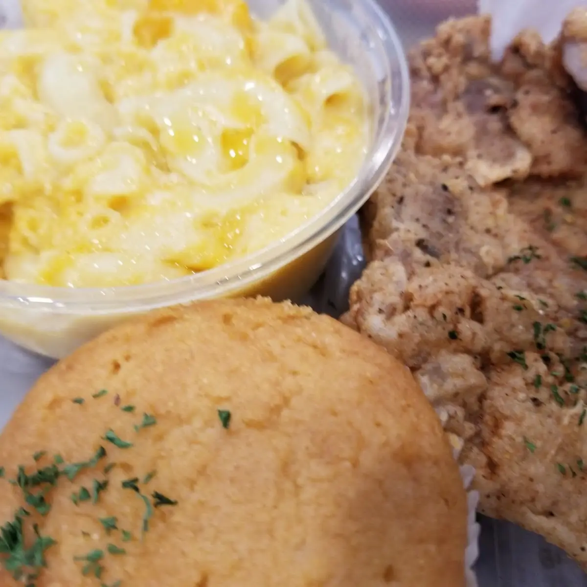 Fried Pork Chop Mac and Cheese Cornbread