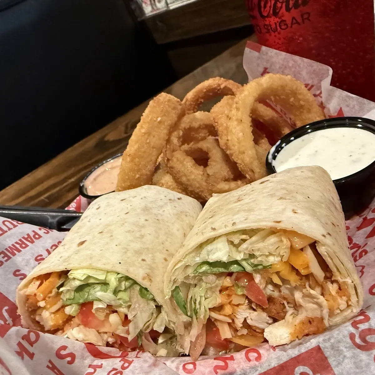 Fried Onion Rings and Chicken