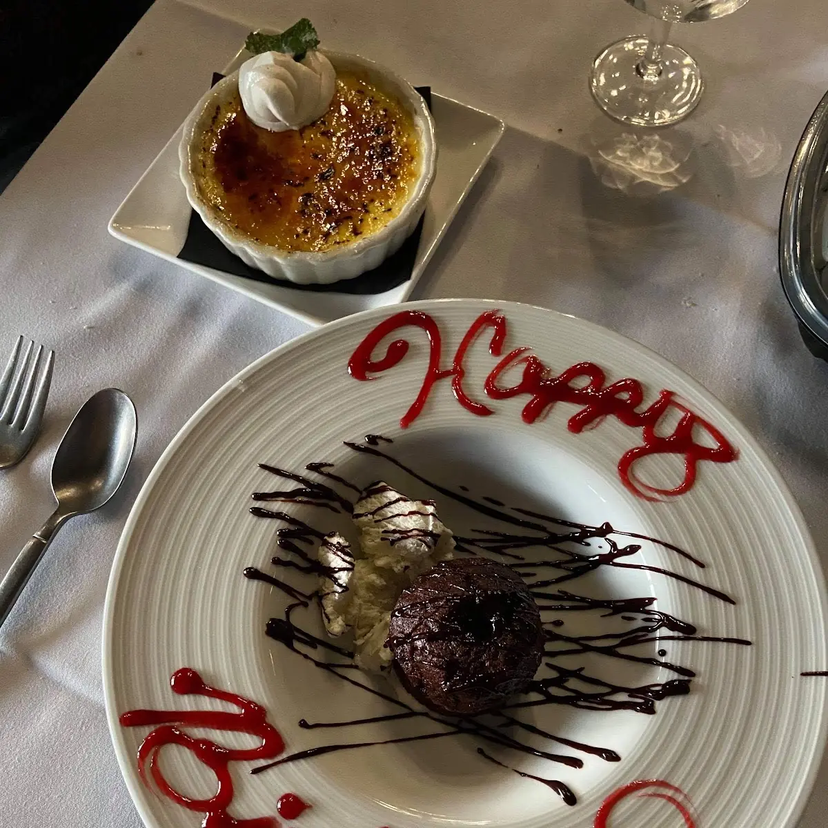 Creme Brulee and Chocolate Brownie