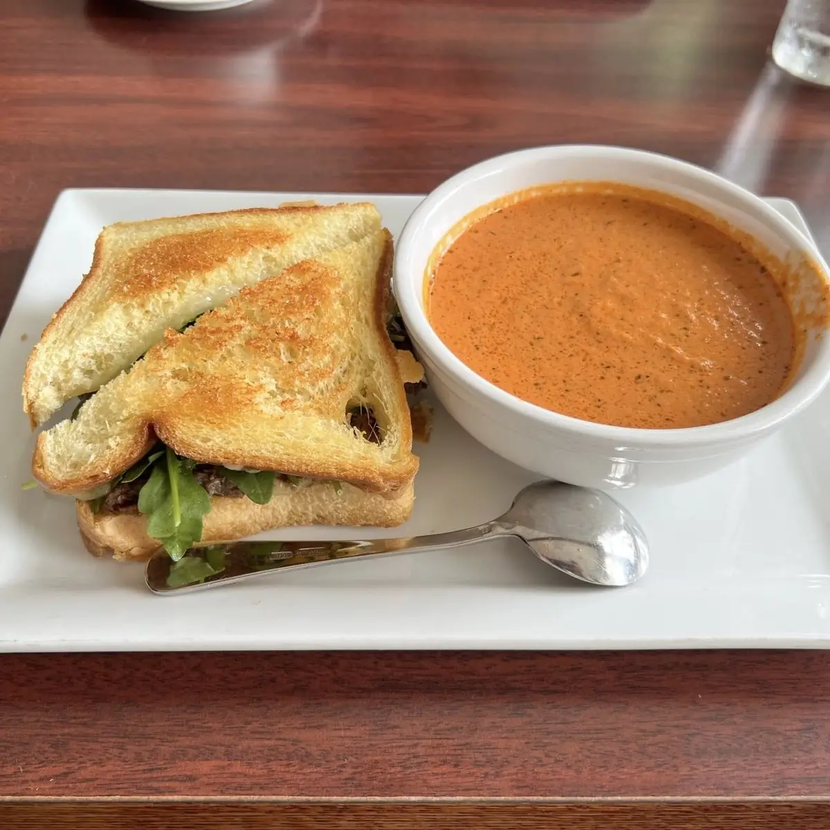 Short Rib Grilled Cheese and Tomato Bisque Soup