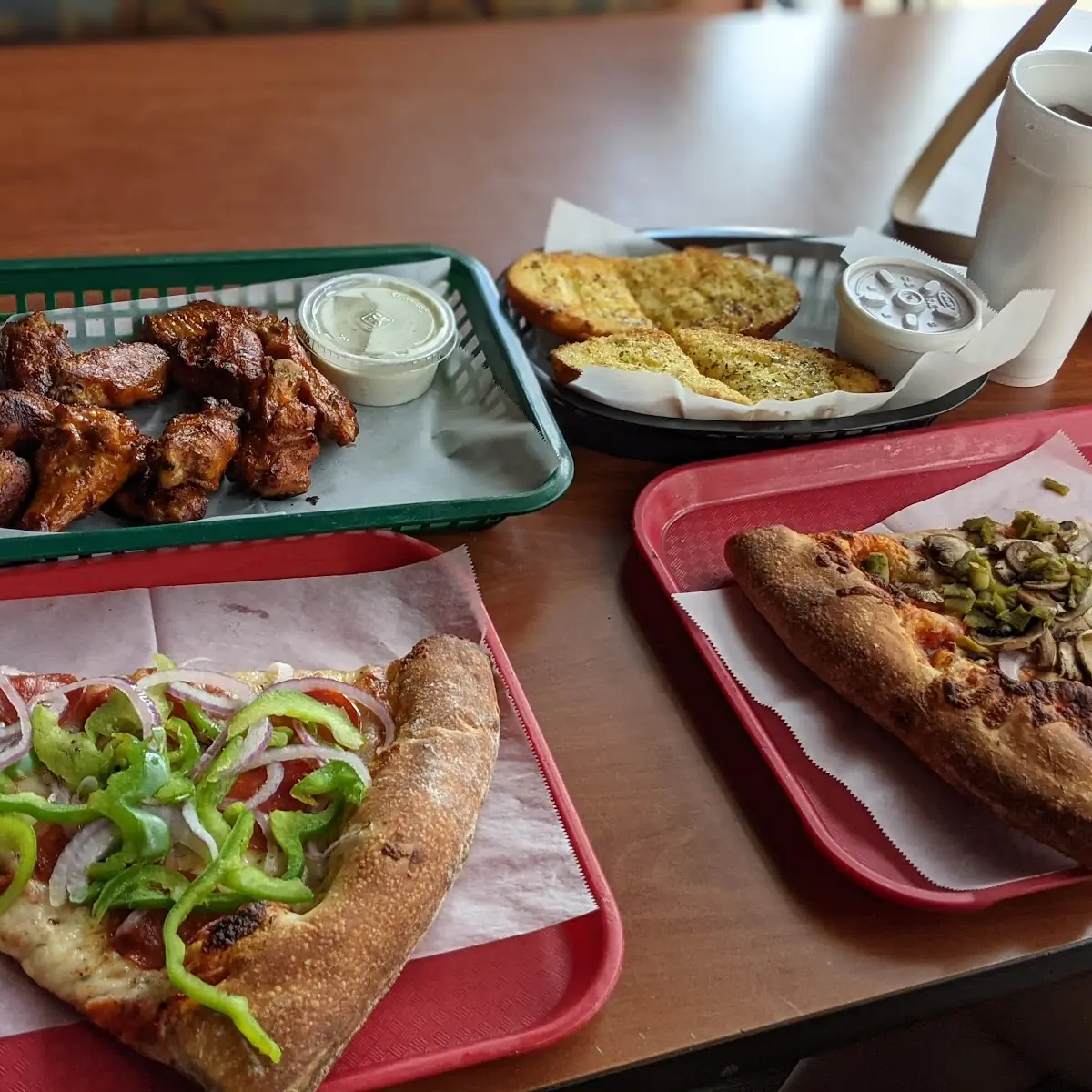 One Topping Pizza Slice Crisp Side Salad & Medium Drink