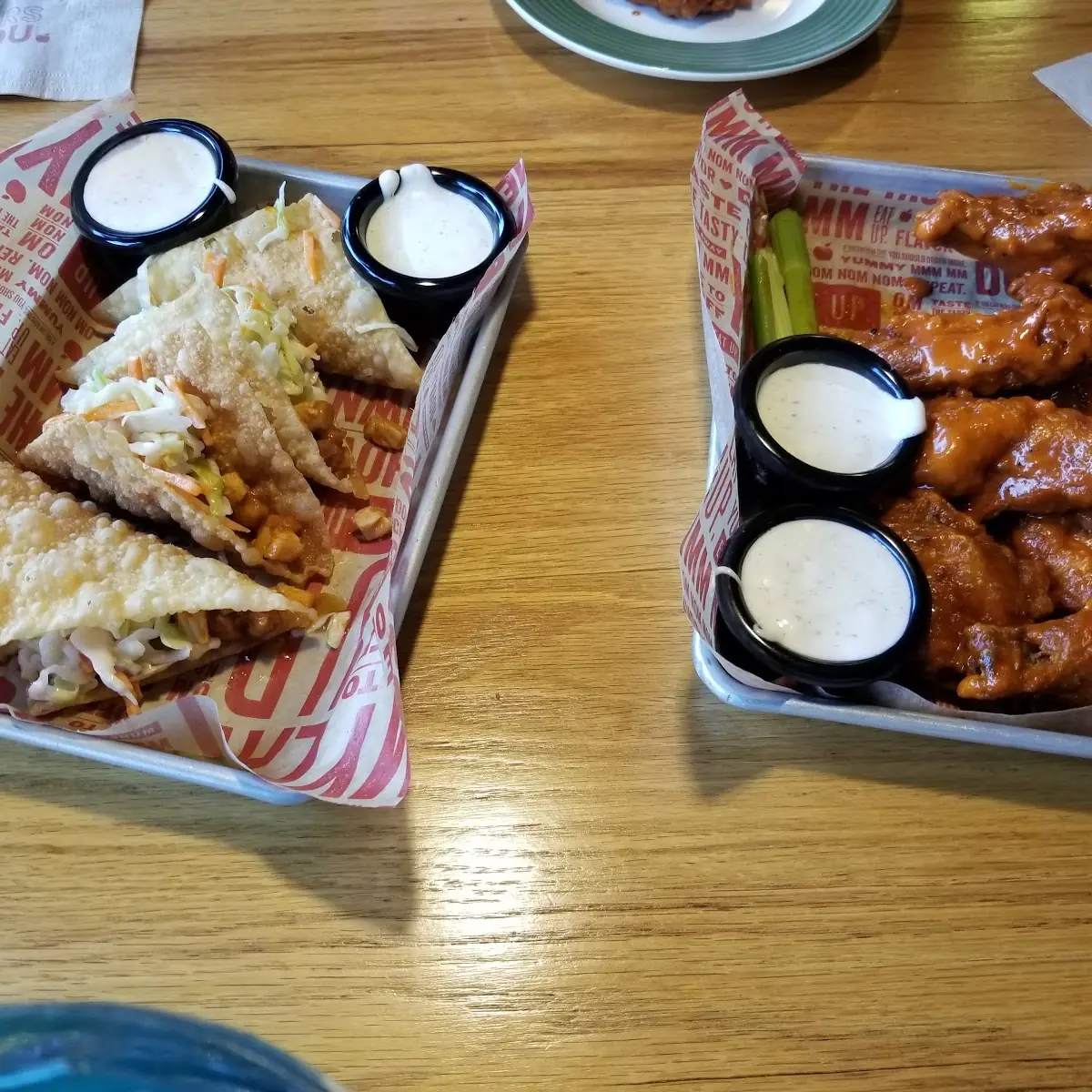 Won Ton Tacos and Buffalo Wings
