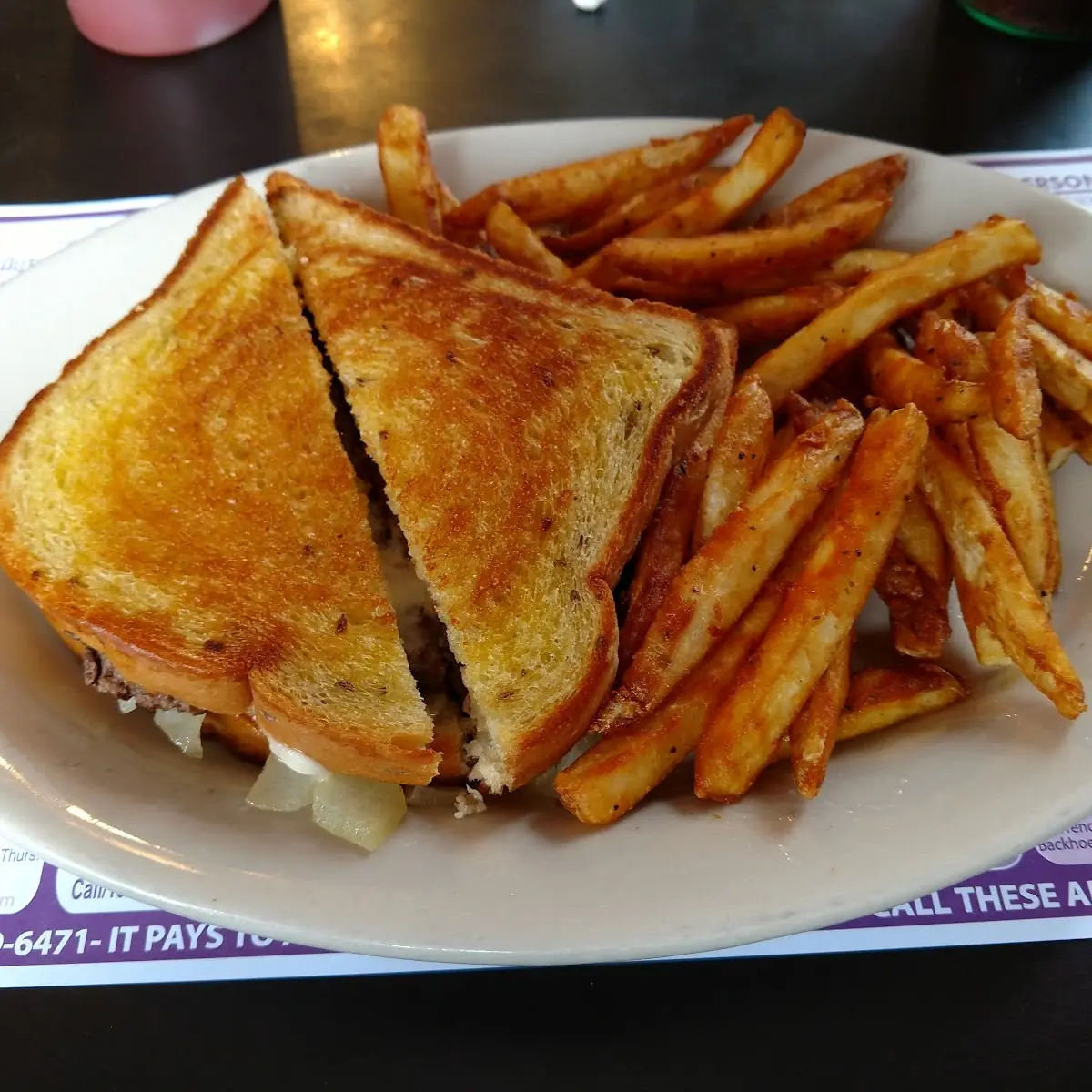Patty Melt with Garlic Fries