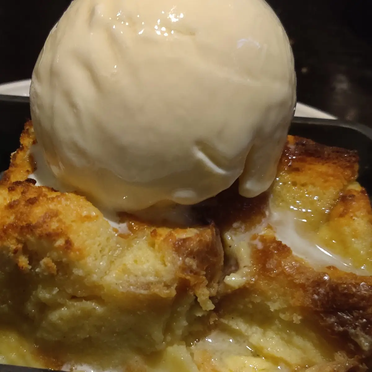Bread Pudding with Vanilla Ice Cream