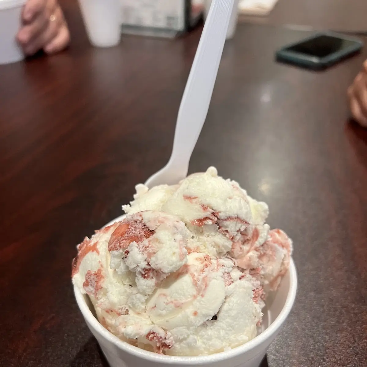 Single Scoop of White Chocolate Raspberry Ice Cream