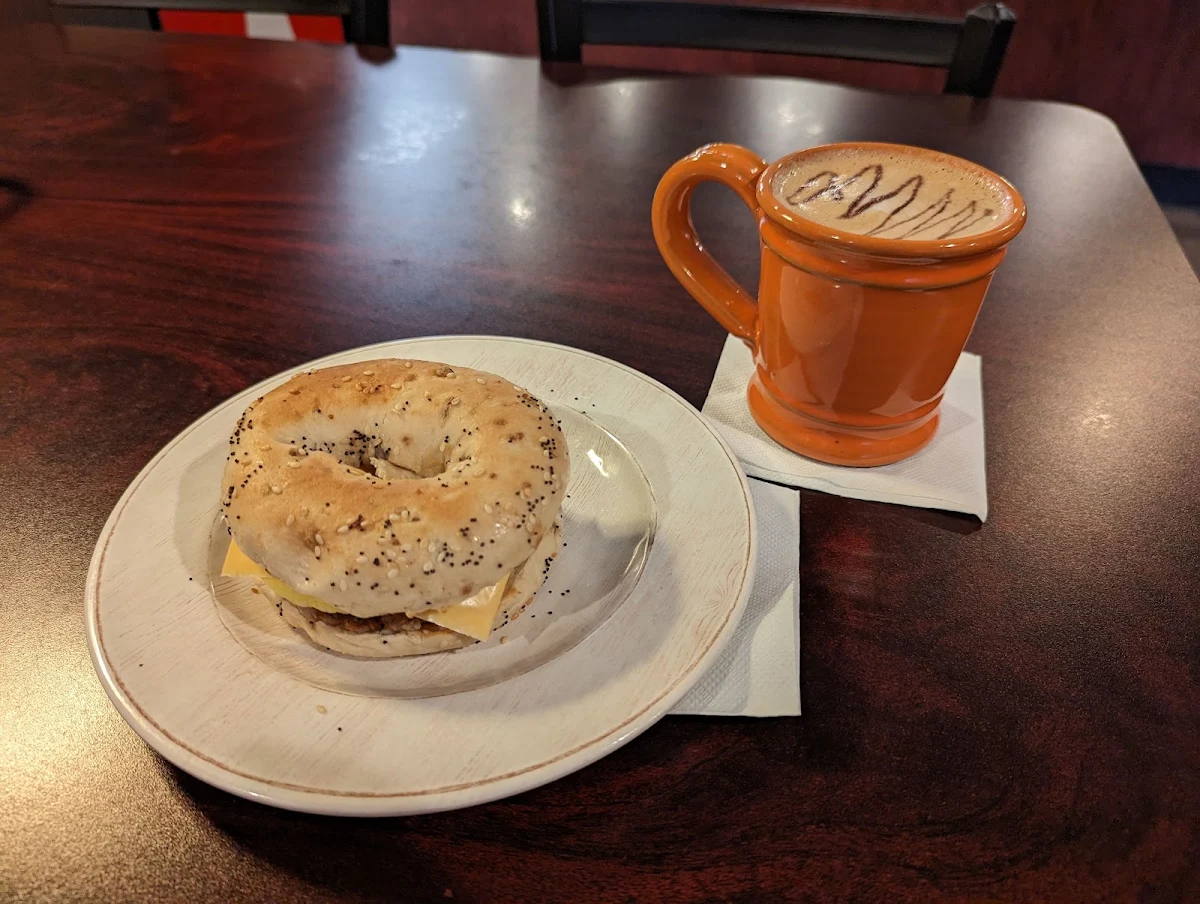 Sausage Breakfast Sandwich on an Everything Bagel