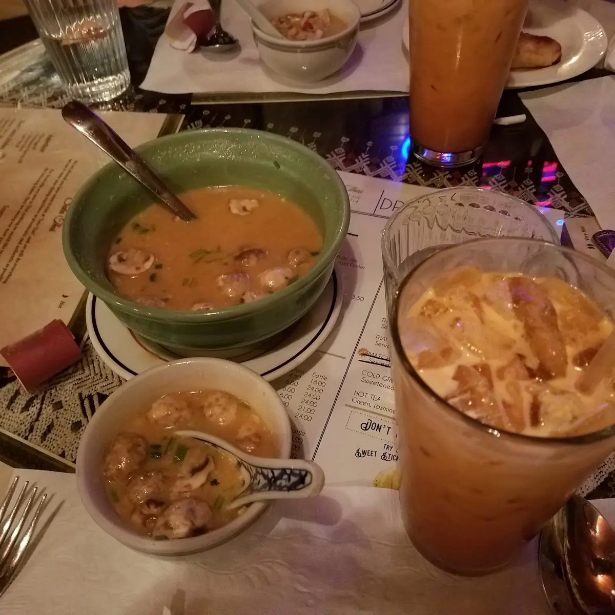Thom Kha Soup and Thai Iced Tea