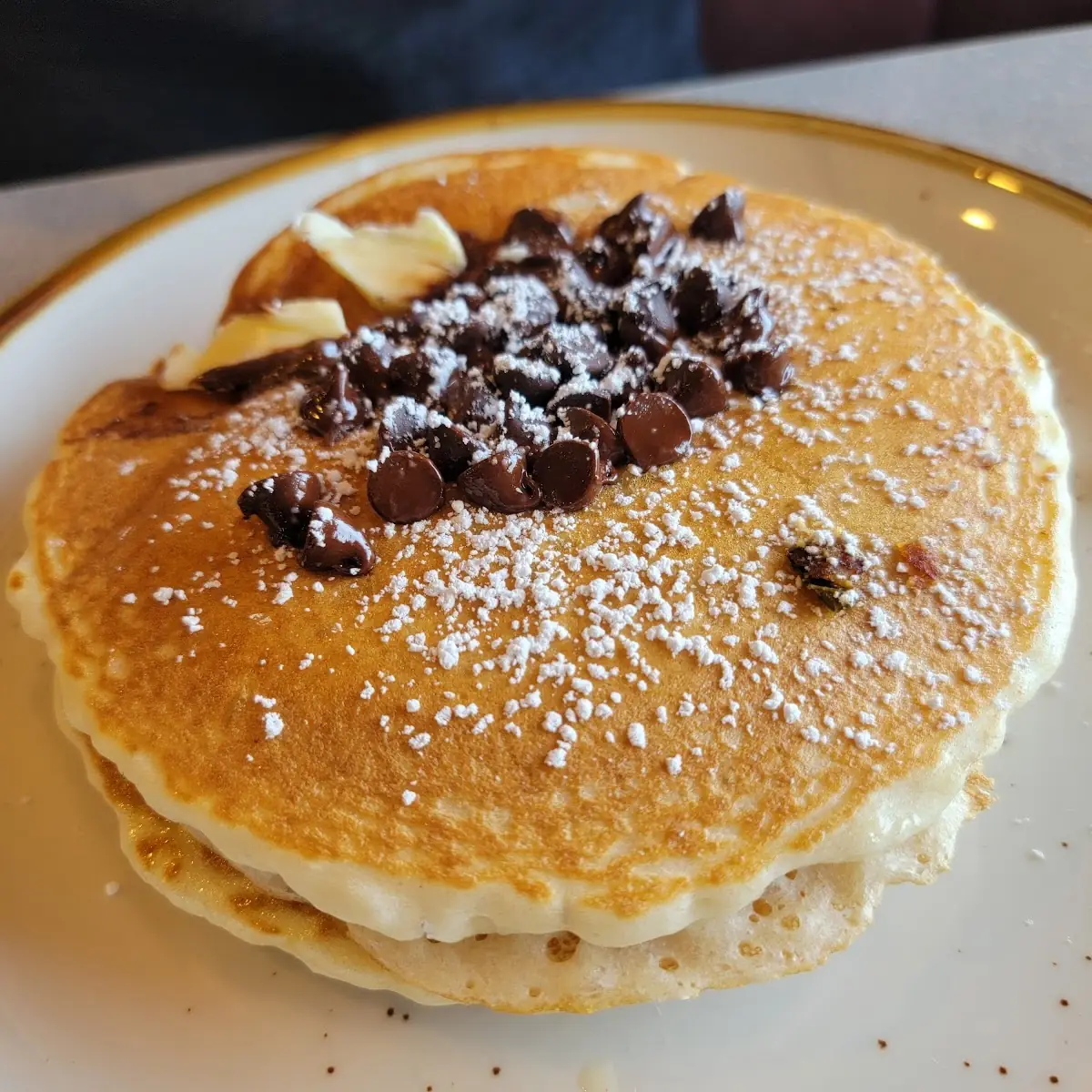 Chocolate Chip Pancakes with Dark Chocolate Chips