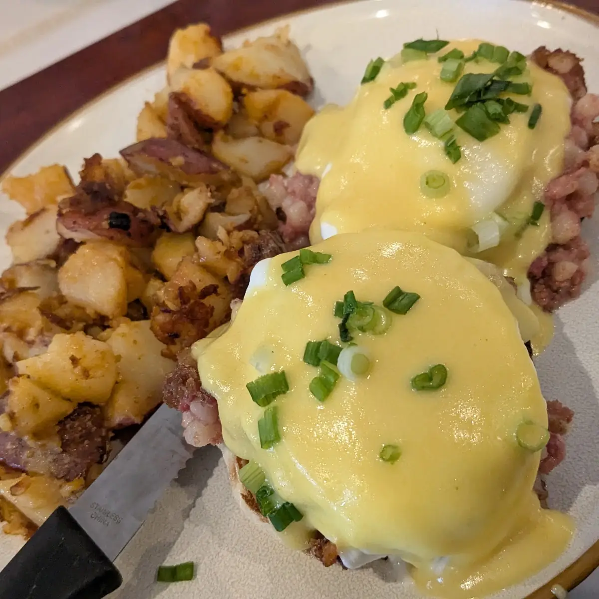 Two Eggs with Steak (12 oz NY Strip) served with hime fries and toast