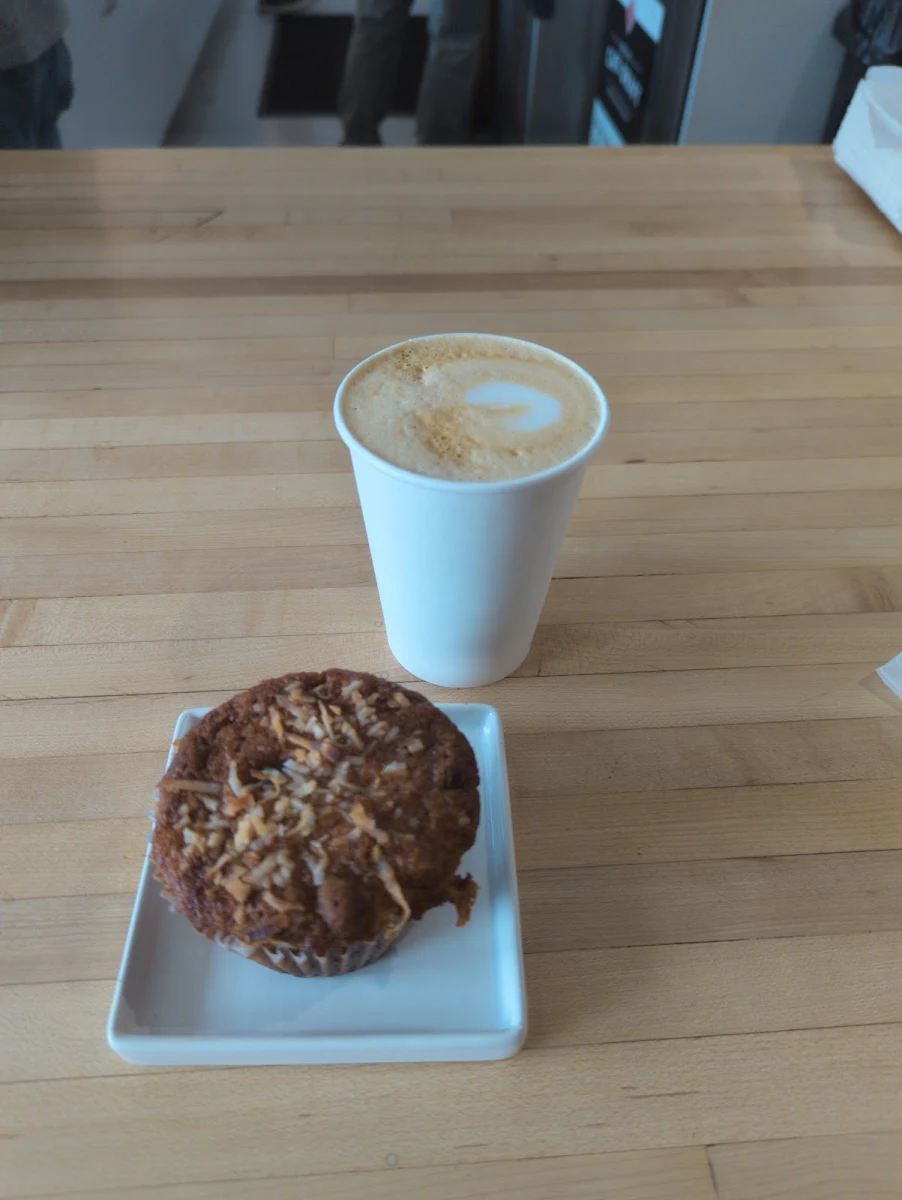 Carrot Cake Muffin and a Vanilla Latte