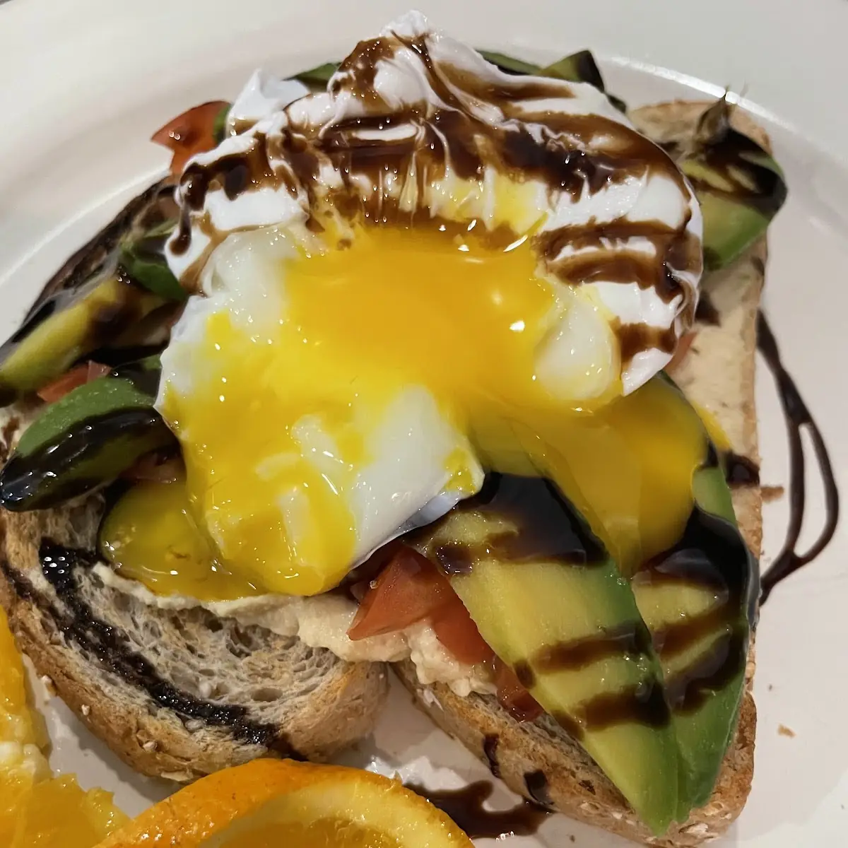Avocado Toast w Hummus and Poached Egg