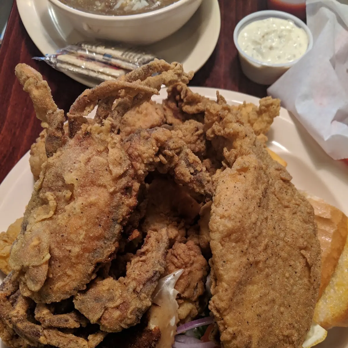 Seafood Sampler with Soft Shell Crab