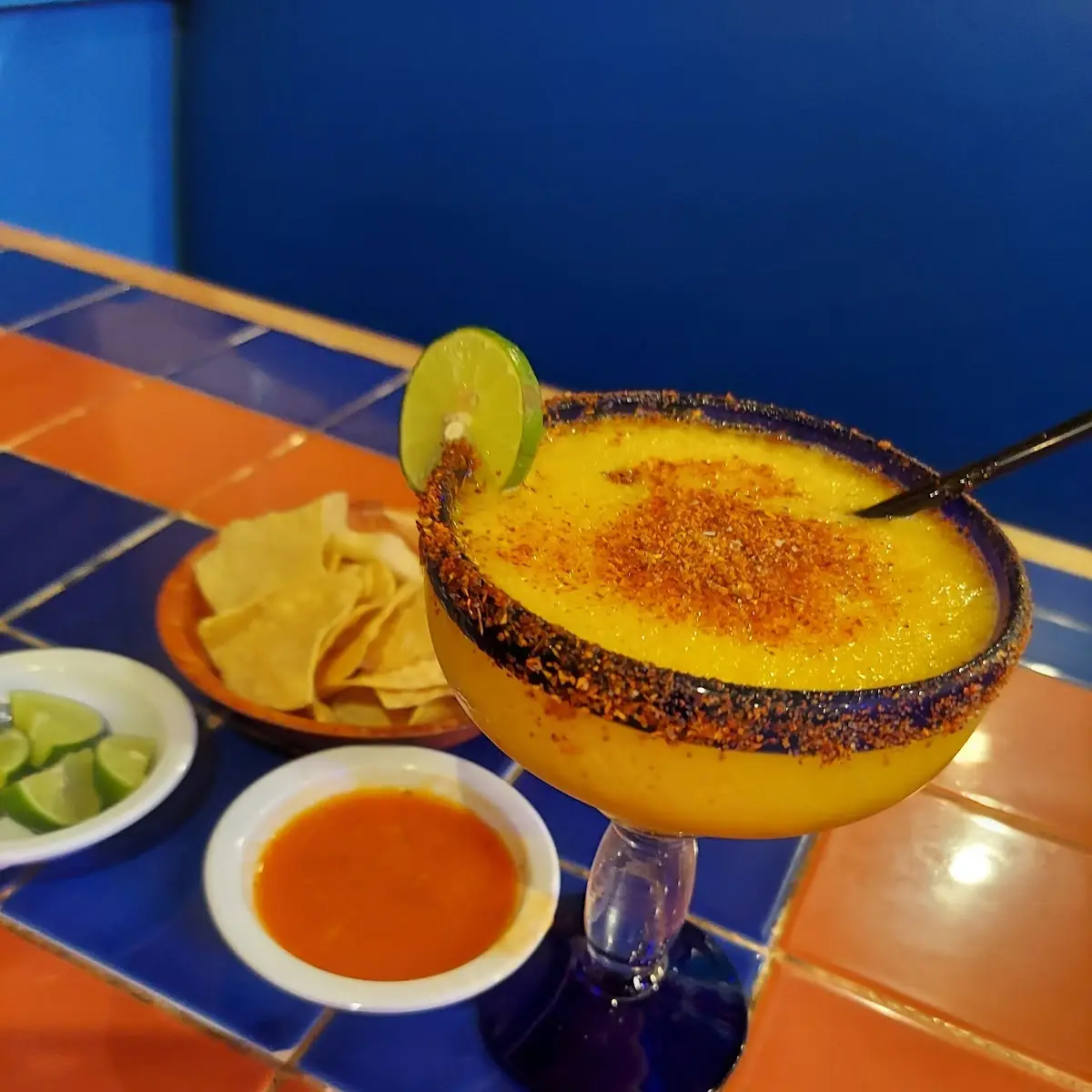 Chips and Salsa and a Mango Margarita