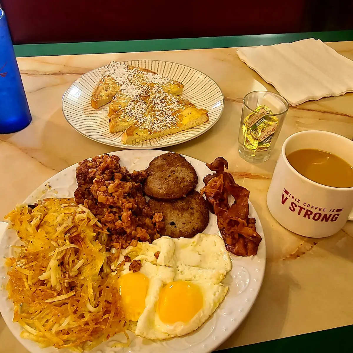 Griddle Sampler with Corned Beef Hash and Hash Brown Added French Toast Is Included