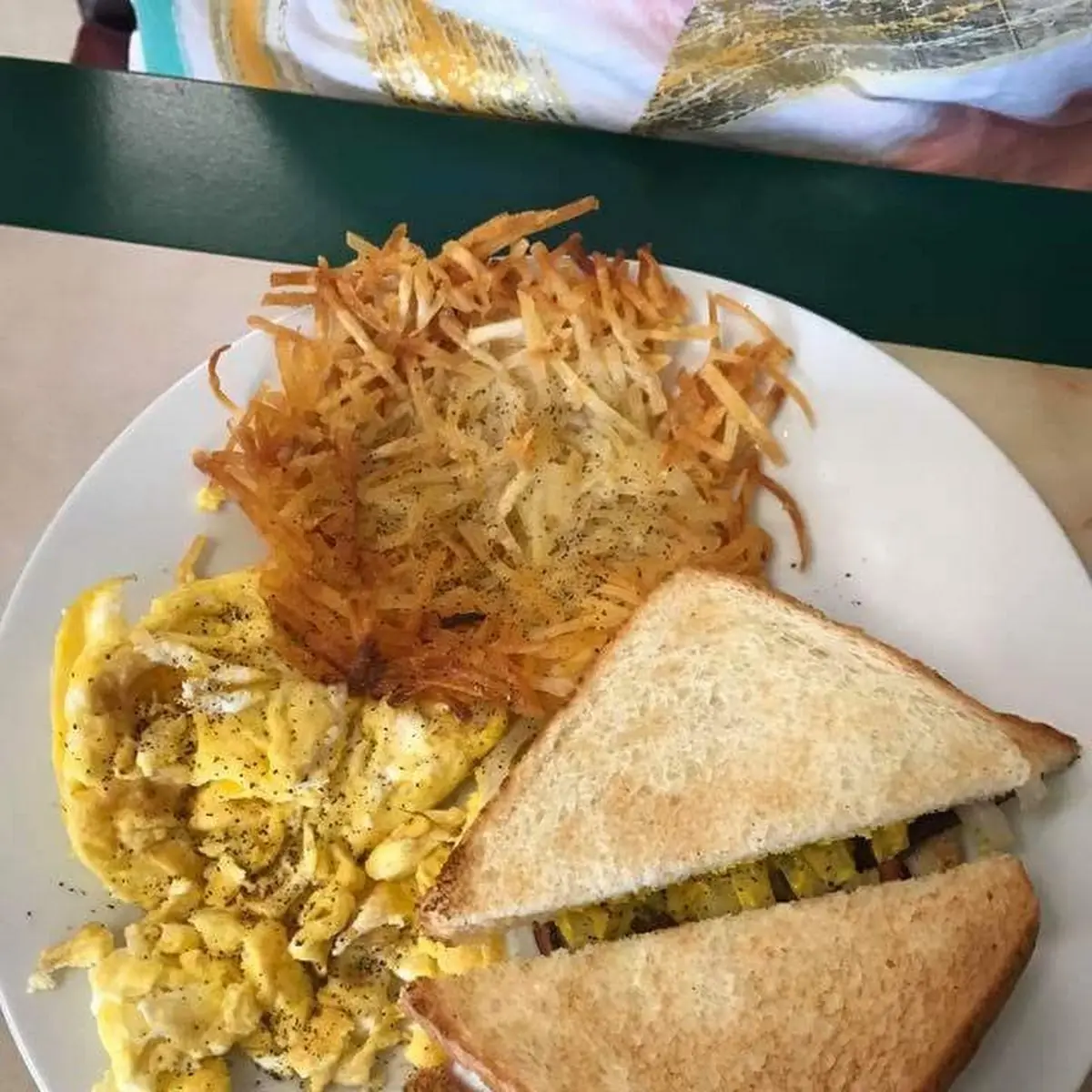 Scrambled Eggs Hash Browns Bologna Sandwich