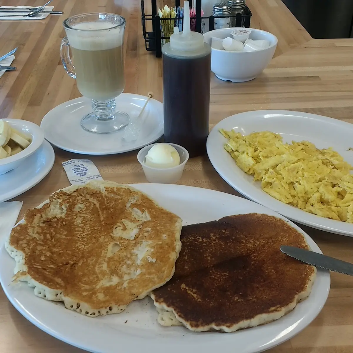 Short Stack of Pancakes with Scramble Eggs