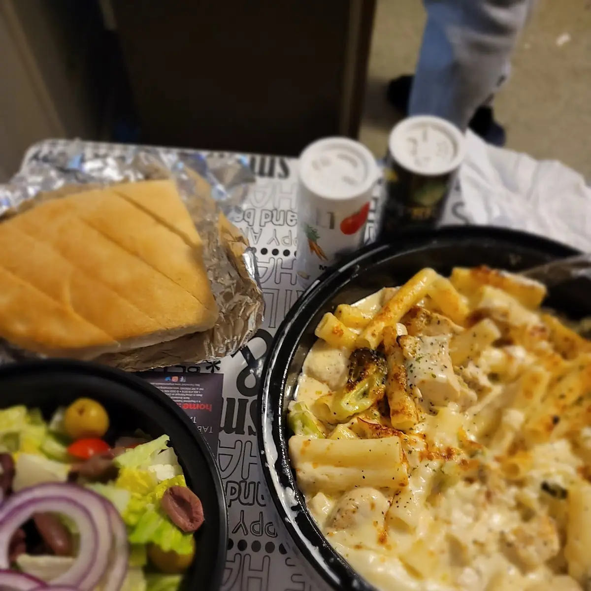 Chicken Alfredo Side Salad Homemade Bread