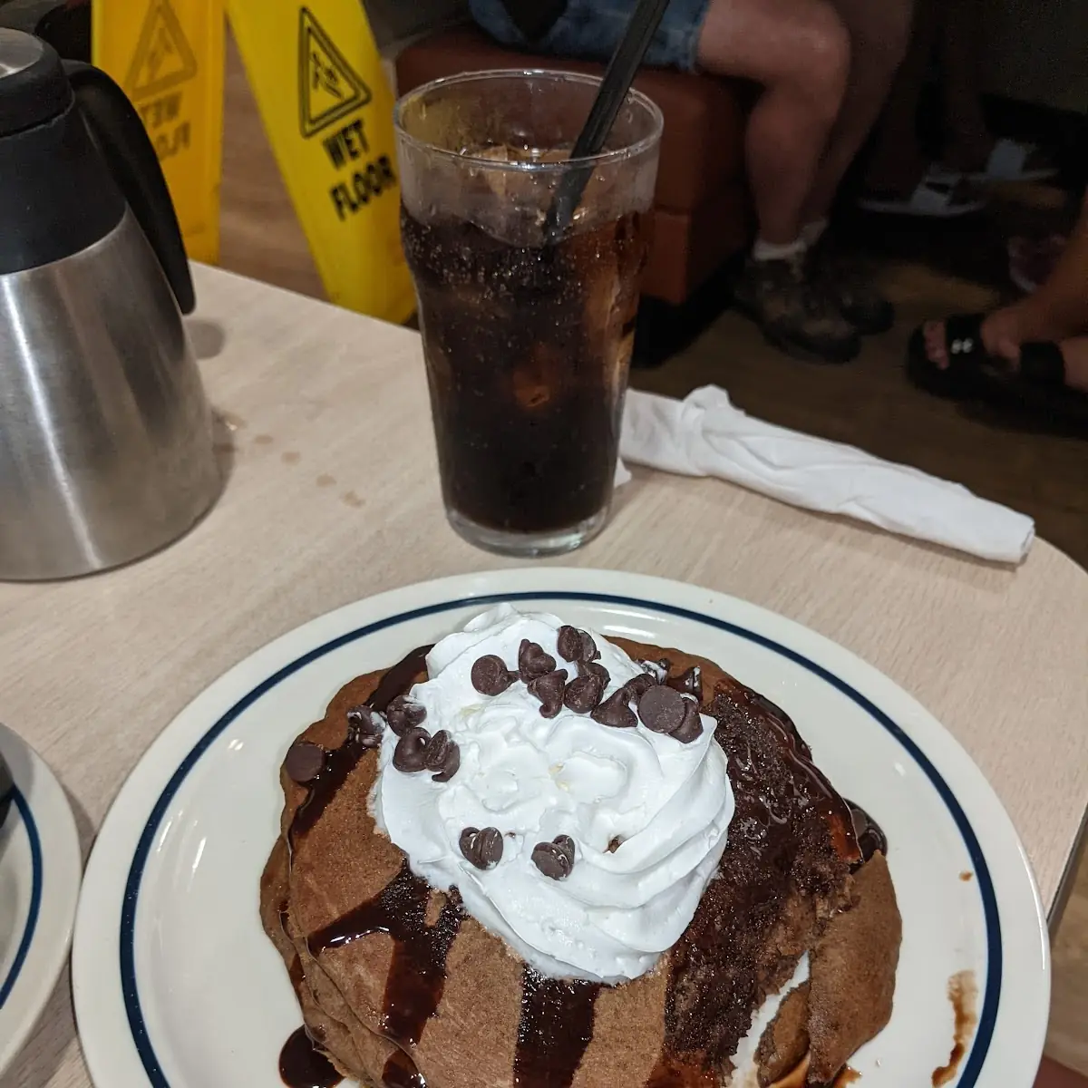 Decadent Double Chocolate Chocolate Chip Pancakes