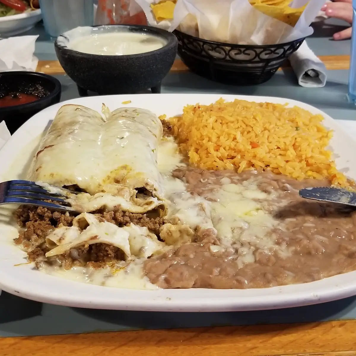 Beef Burrito with Rice and Beans
