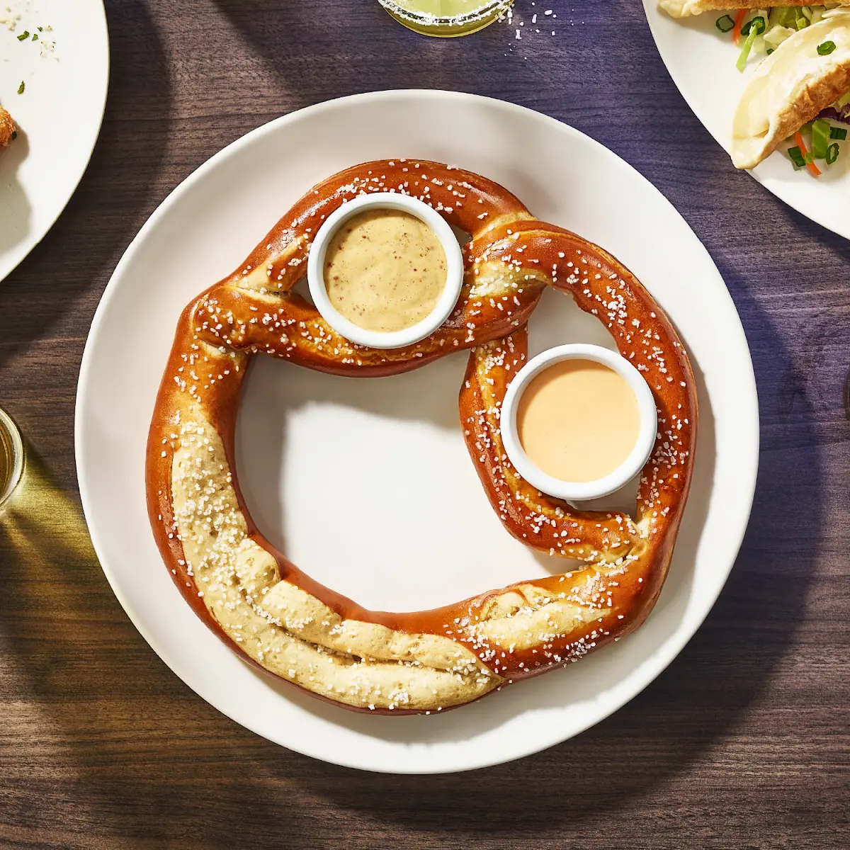 Pretzel with Cheese and Mustard Dipping Sauce