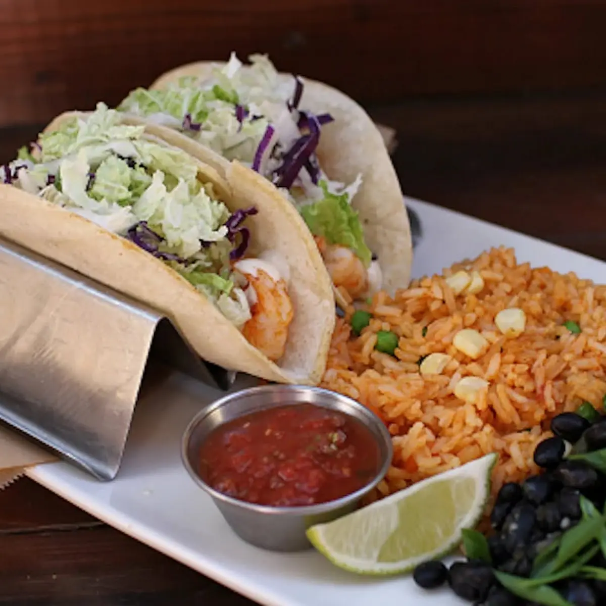 Shrimp Tacos Rice and Black Beans