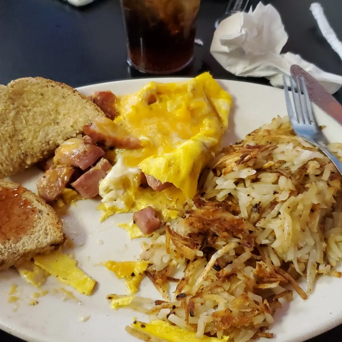 Ham & Cheese Omelette with Hash Browns
