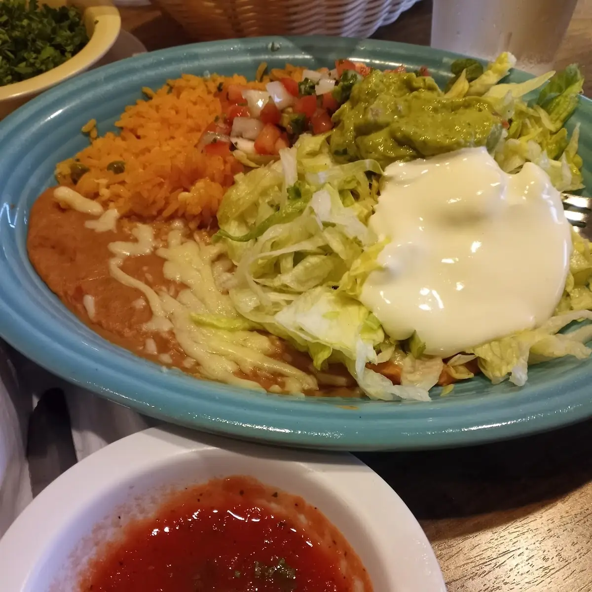 Beans Rice and Guacamole Salad