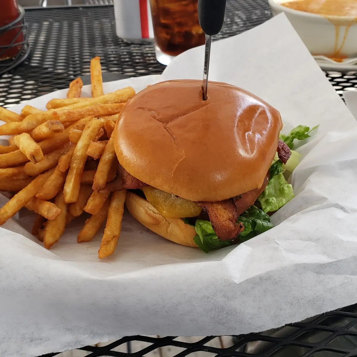Elk Burger and Fries