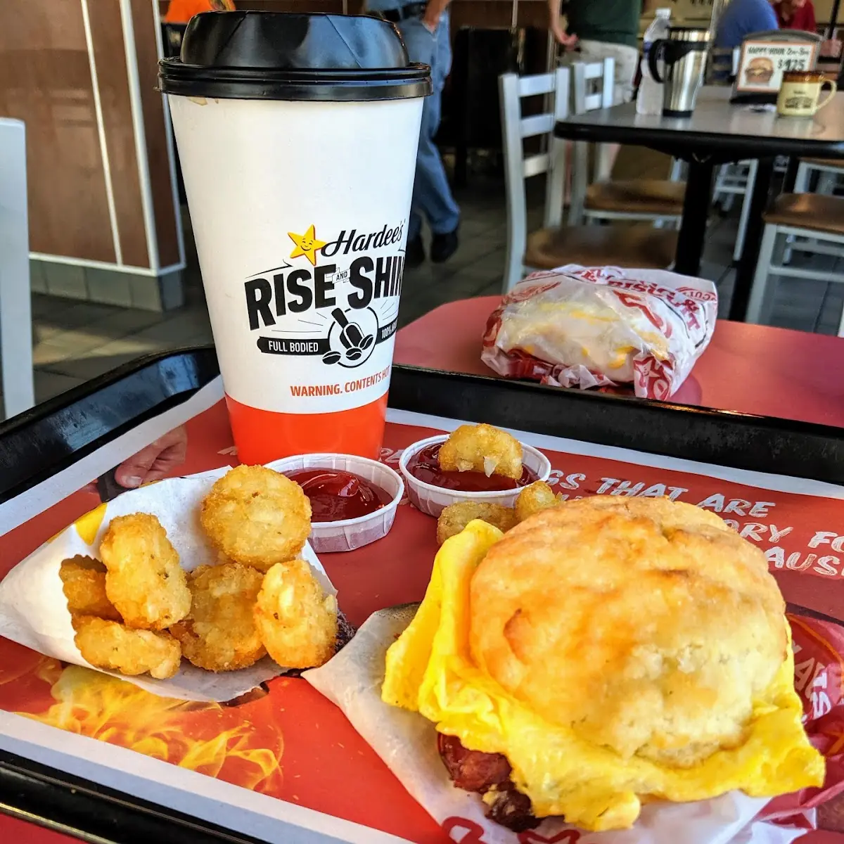 Bacon and Egg Biscuit with Tater Rounds