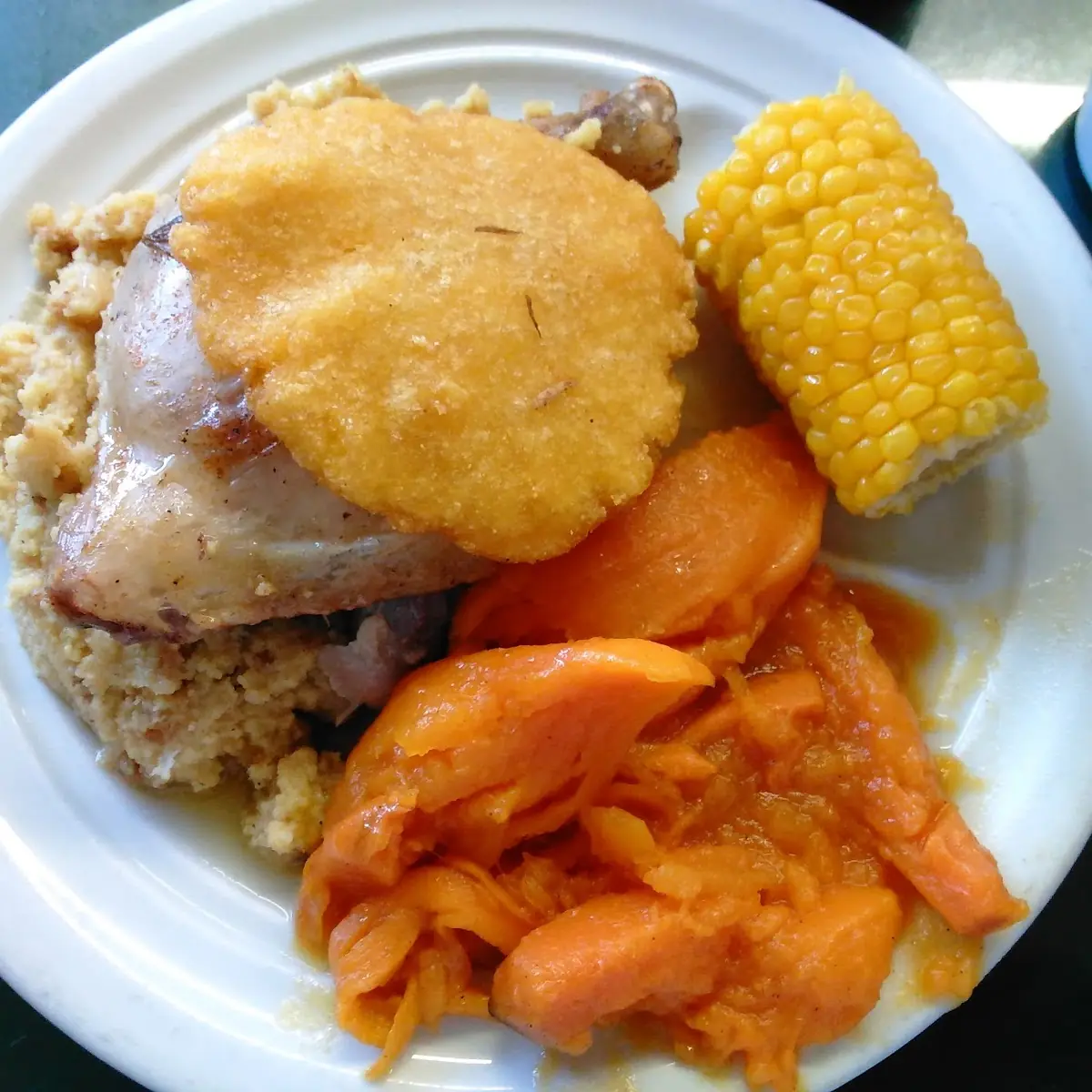 Chicken and Dressing with Sweet Potatoes