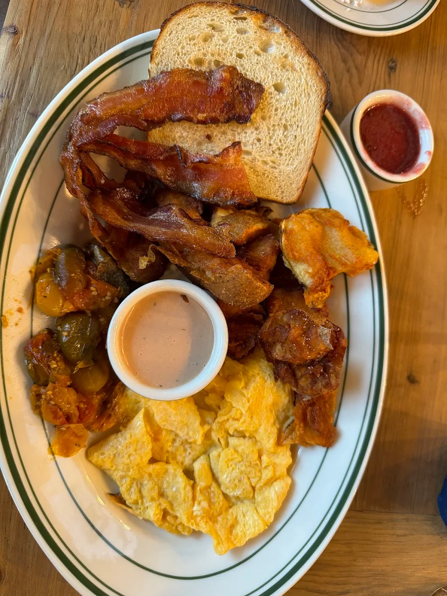 Scrambled Eggs Bacon and Home Fries