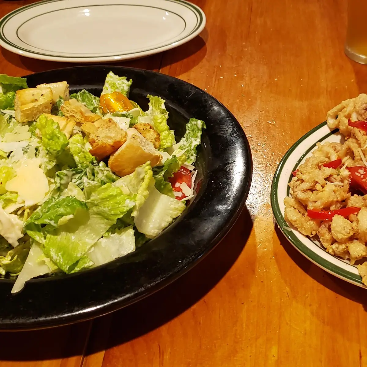 Caesar Salad and Fried Calamari