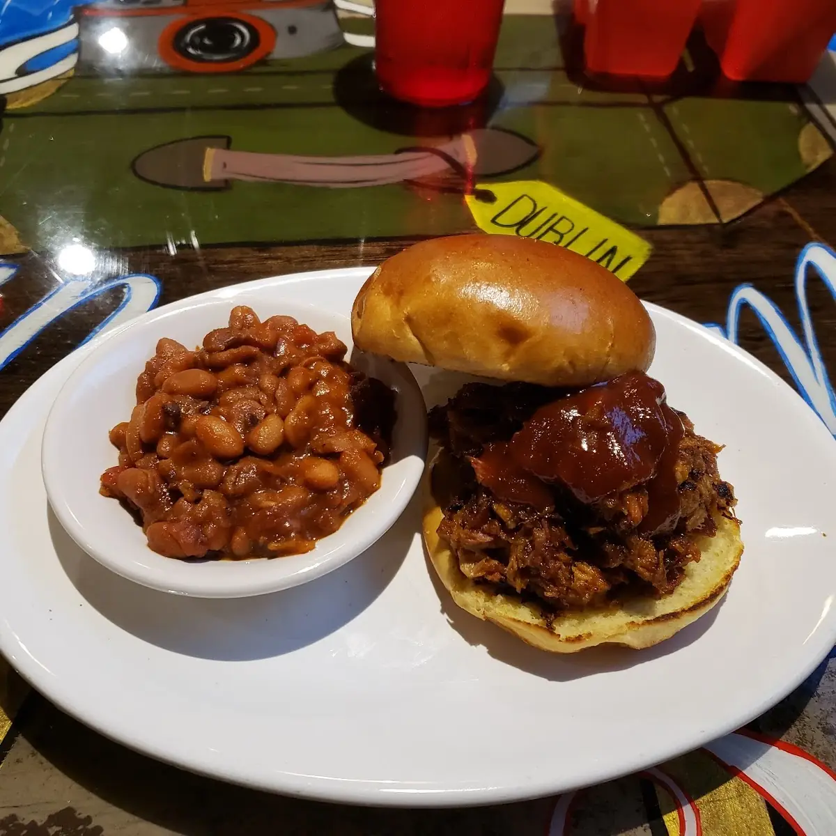 Pulled Pork Sandwich with Baked Beans