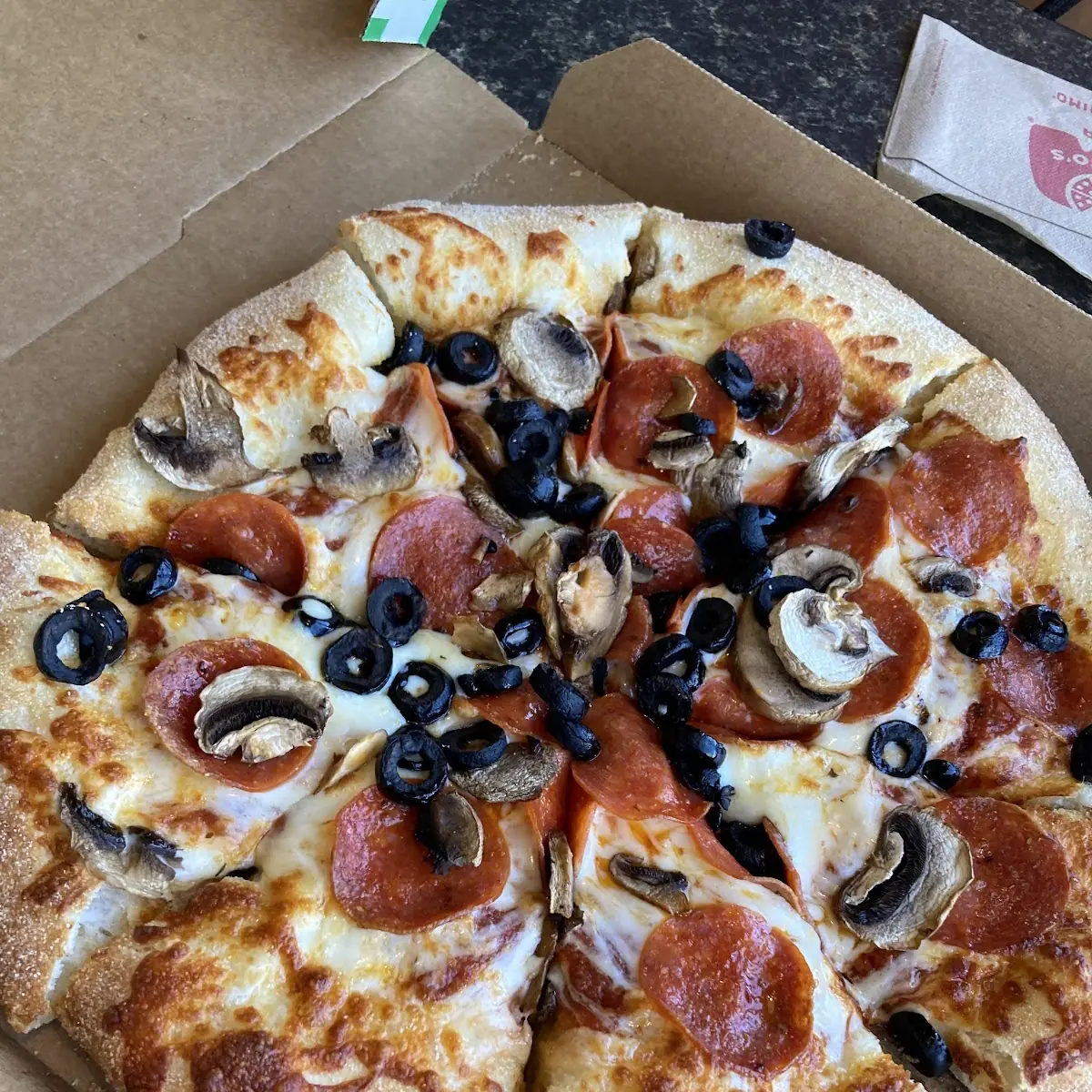 Pepperoni Olive Mushroom Pizza