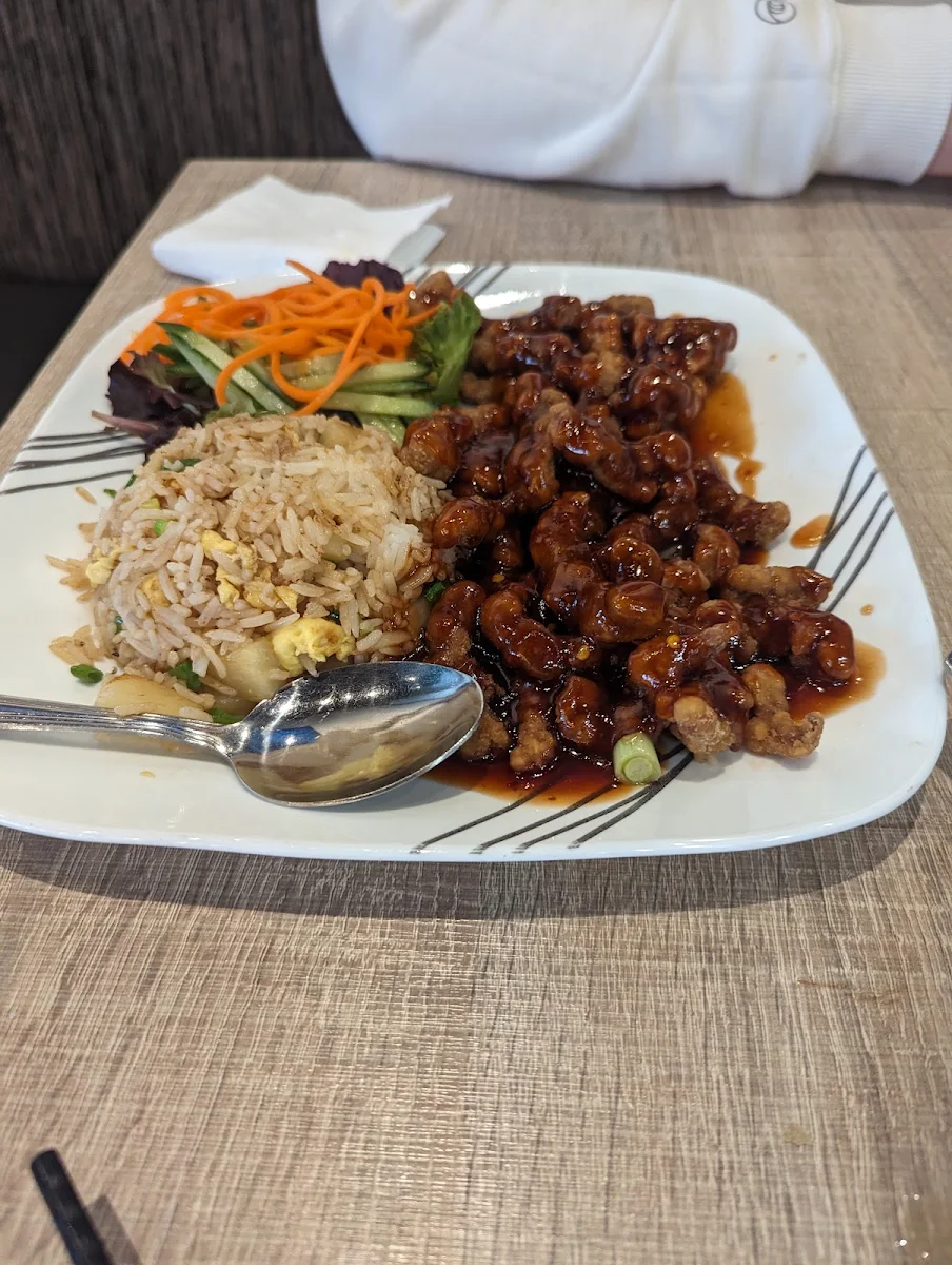 Ginger Beef with Pineapple Fried Rice, Basil Leaf Asian Fusion Restaurant - Highway 97 Noodle House