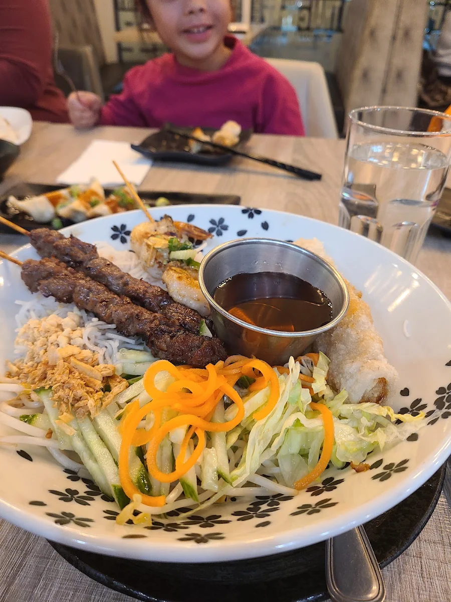 Grilled Beef with Spring Roll, Basil Leaf Asian Fusion Restaurant - Highway 97 Noodle House