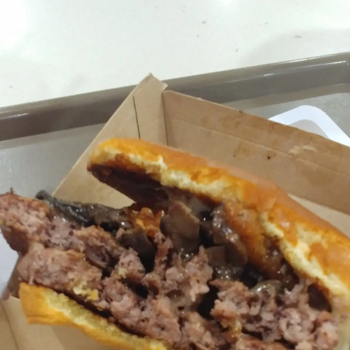 Mushroom Swiss Burger That Is Raw